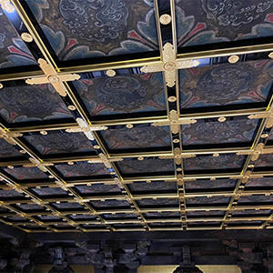 阿弥陀堂修復情報　南余間格天井「南余間格天井の修復が完了しました」